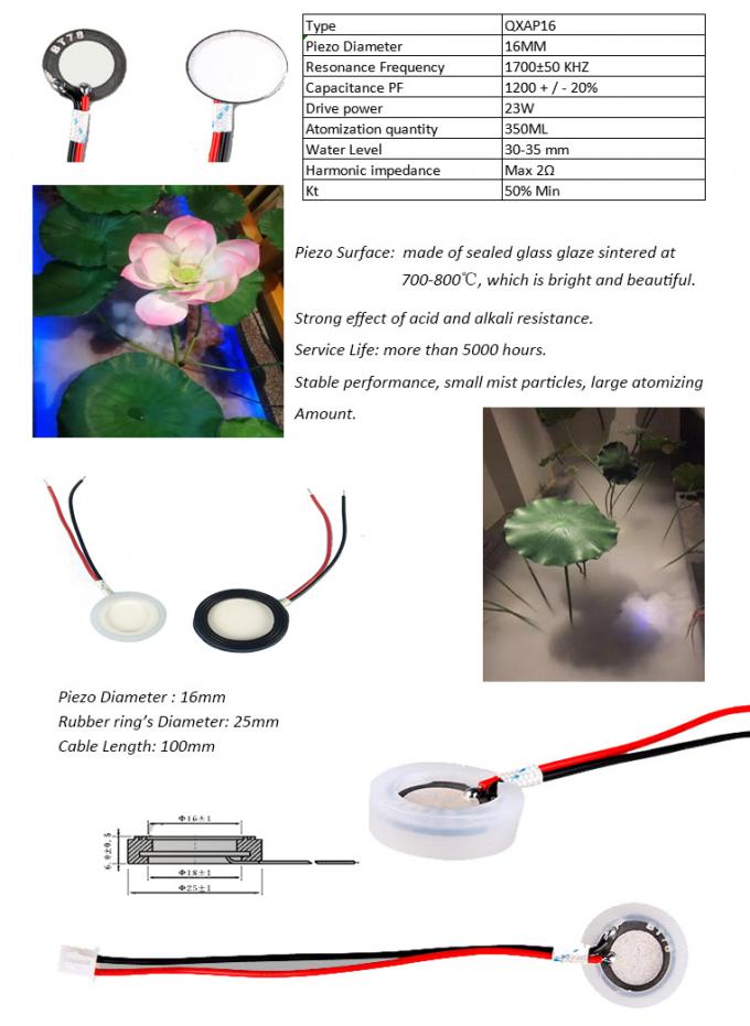 2.4mhz 1.7mhz Ultrasonic Membrane Piezo Ceramic Atomizer For Air Humidifier 1