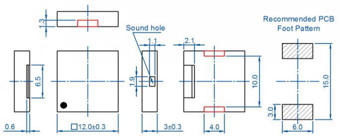 Passive Electronic Alarm Buzzer High Temperature Resistant Coil Square SMD Piezo Buzzer 1