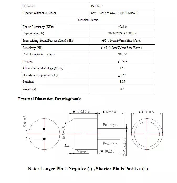 Small angle 18mm oxidation Waterproof Ultrasonic Transducer 5m Distance Measuring Sensor 1