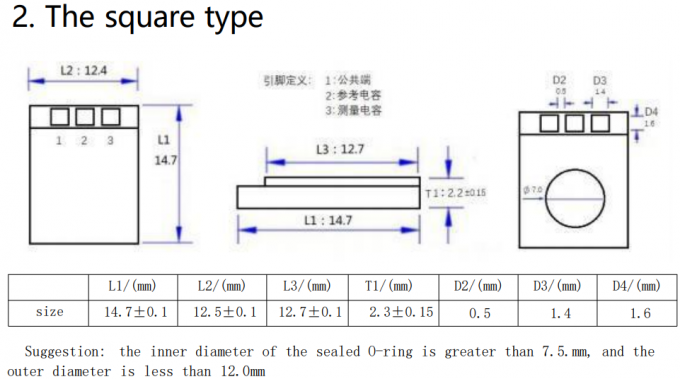 Square round capacitive Ceramic pressure sensor core 0.5~6MPA 3