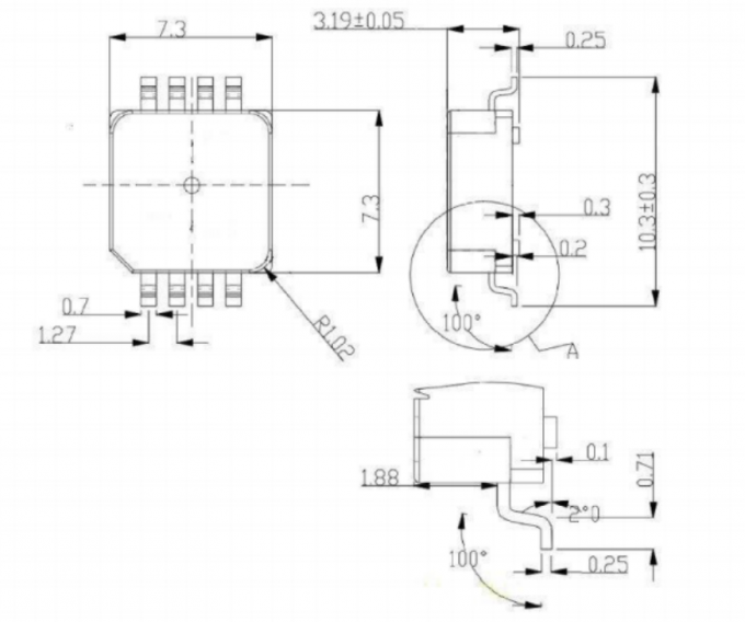 Pressure sensor 0 - 10 Bar Absolute MEMS piezo resistive with pressure sensor ASIC signal management 3